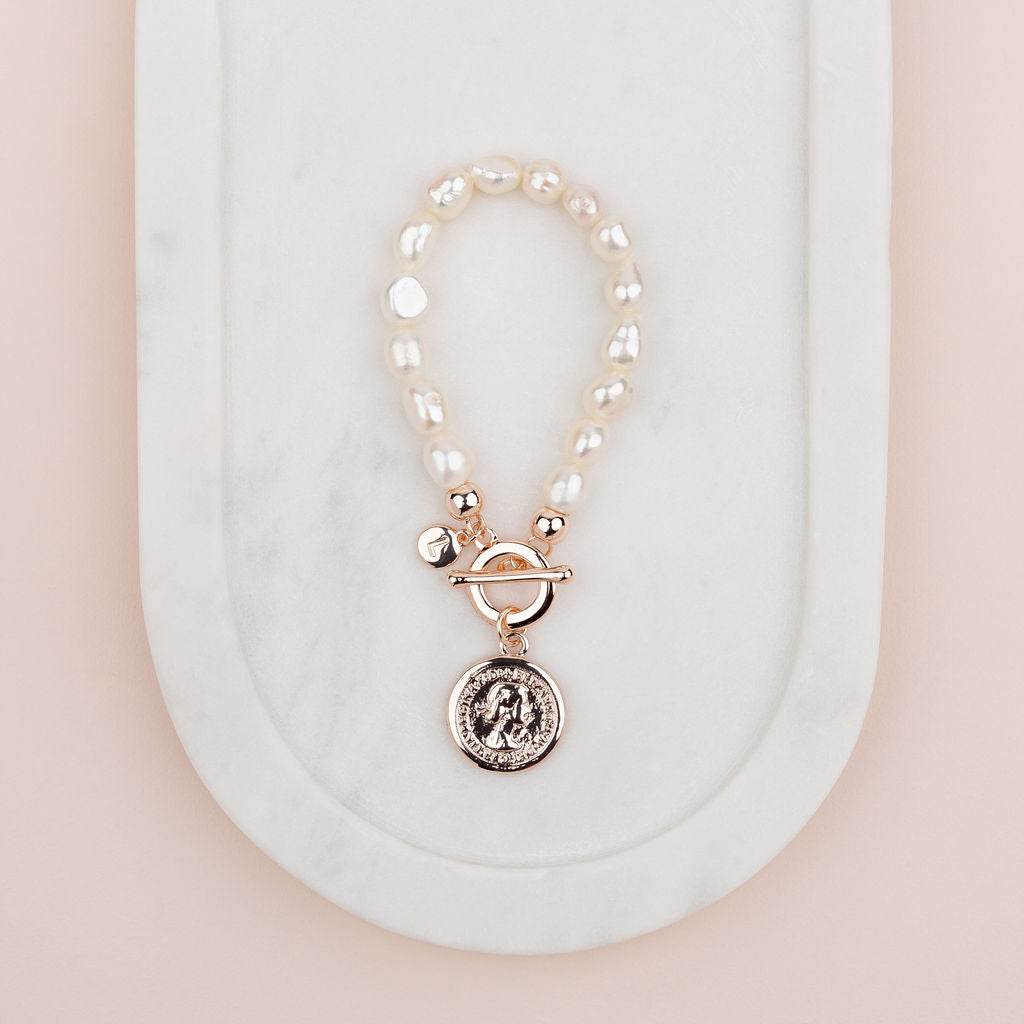 LIMITED EDITION | Rose Gold Coin Fresh Water Pearl Bracelet
