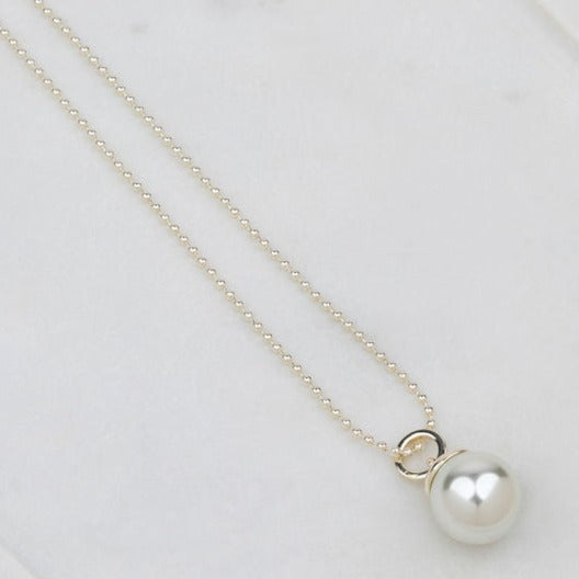 SHORT | Light Gold Single Drop Pearl Necklace