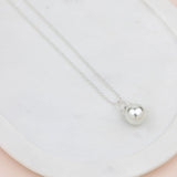 SHORT | Silver Single Drop Pearl Necklace