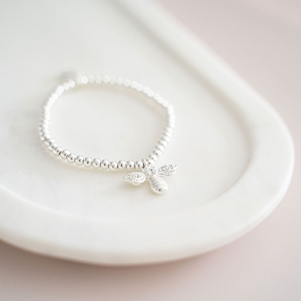 Silver Bead Bee Bracelet