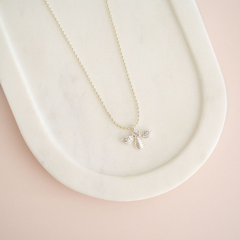 SHORT | Light Gold Bead Bee Necklace