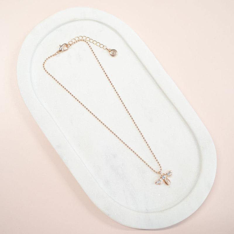 SHORT | Rose Gold Bead Bee Necklace