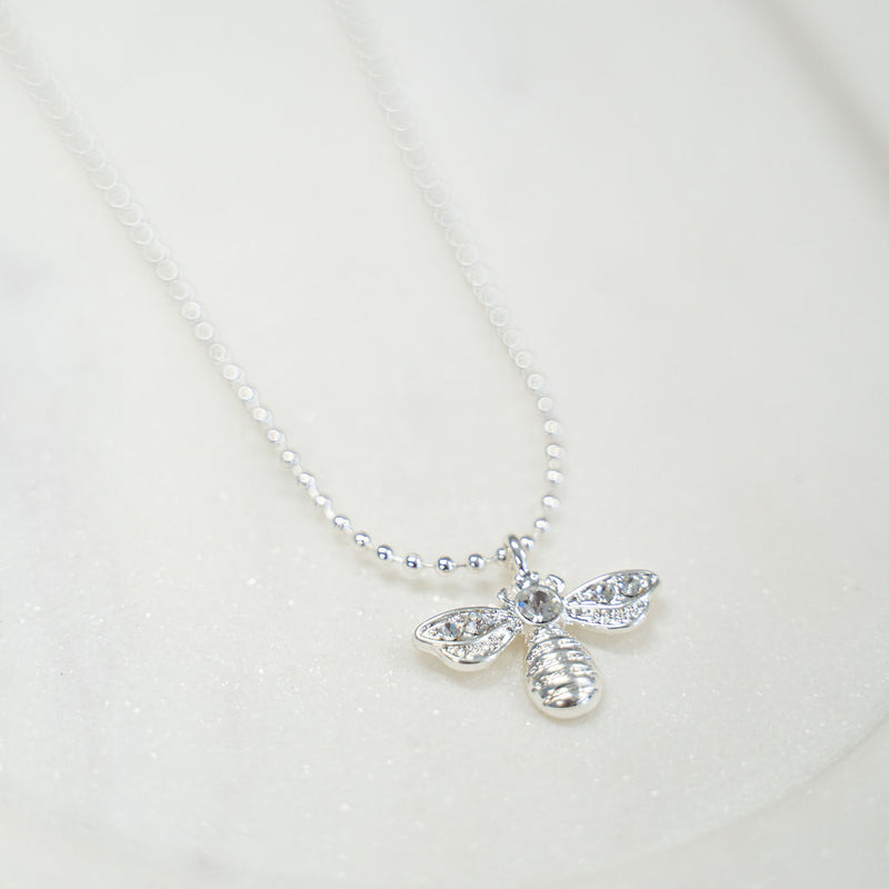 SHORT | Silver Bead Bee Necklace