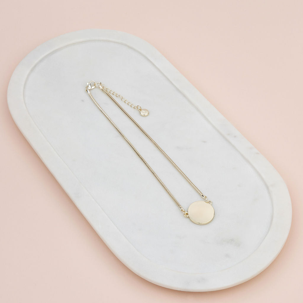 SHORT | Light Gold Solid Disc Necklace