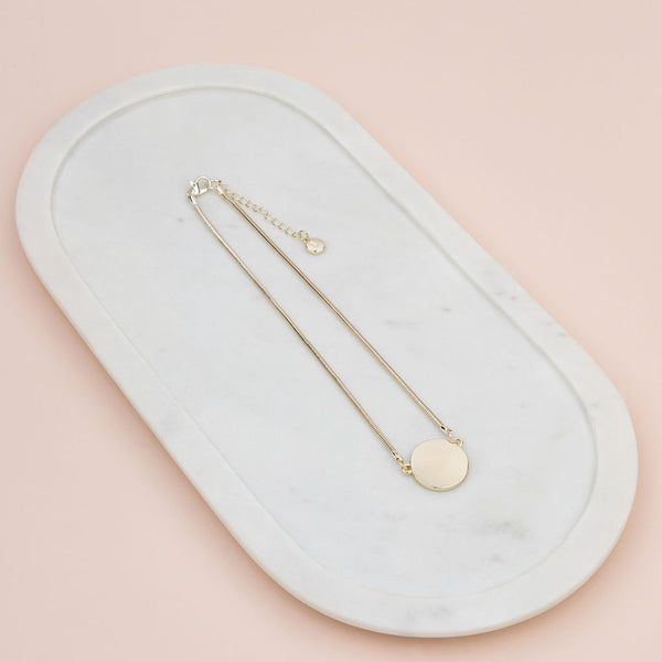 Short | Light Gold Solid Disc Necklace