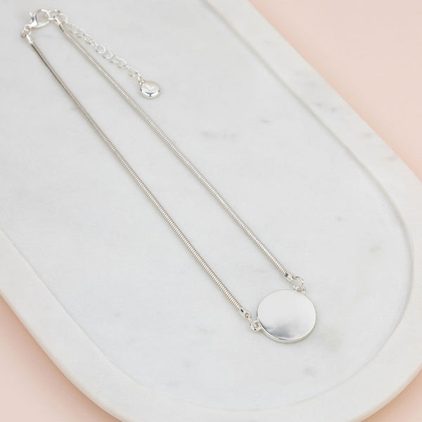 SHORT | Silver Solid Disc Necklace