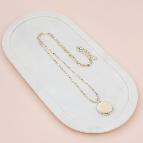 Light Gold Solid Disc Long Necklace