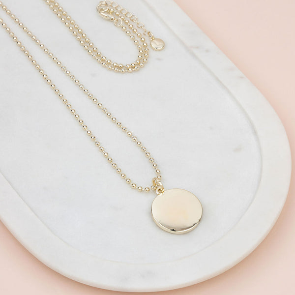 Light Gold Solid Disc Long Necklace