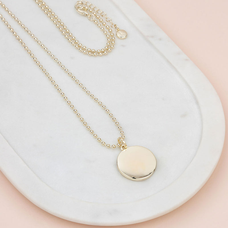 Light Gold Solid Disc Long Necklace