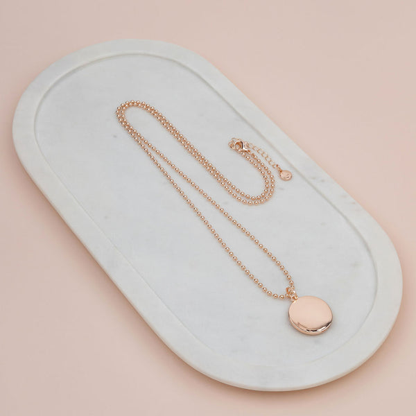 Rose Gold Solid Disc Long Necklace
