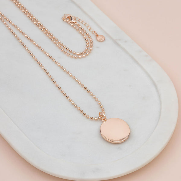 Rose Gold Solid Disc Long Necklace