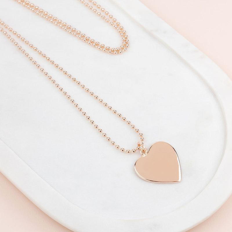 Rose Gold Solid Love Heart Necklace