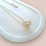 Light Gold Flower Harmony Ball Necklace