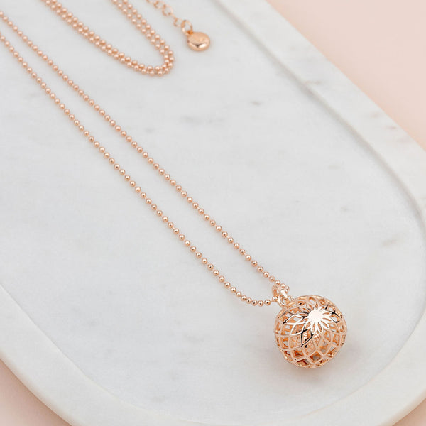 Rose Gold Flower Harmony Ball Necklace