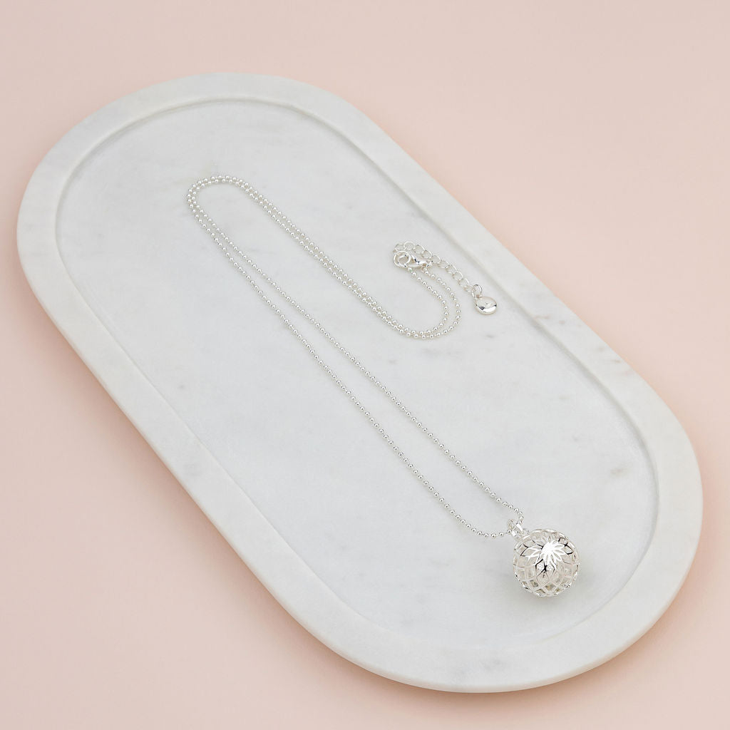 Silver Flower Harmony Ball Necklace