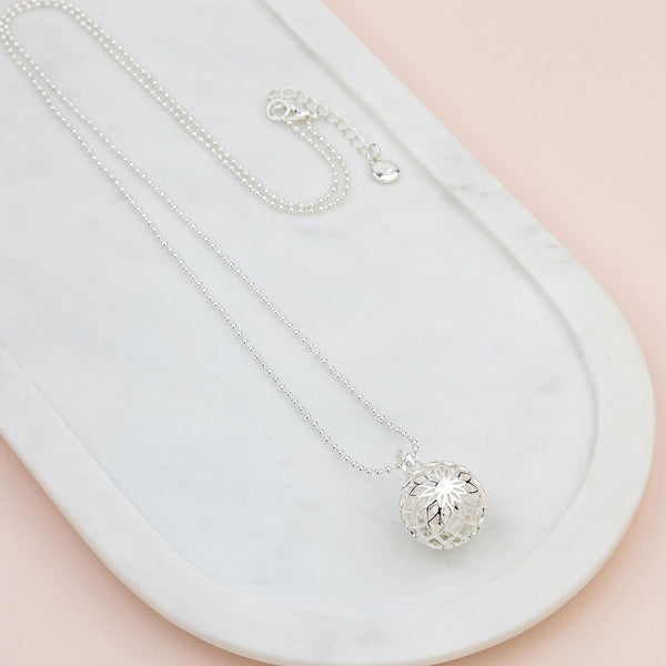Silver Flower Harmony Ball Necklace