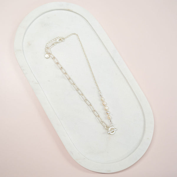 SHORT | Matt Silver Pearl Necklace