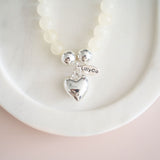 Silver Heart on Cream & Silver Bracelet