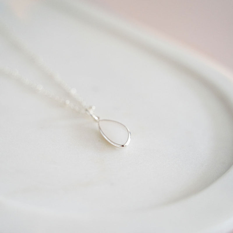 SHORT | Silver Chain & Silver Soft Pink Charm Necklace