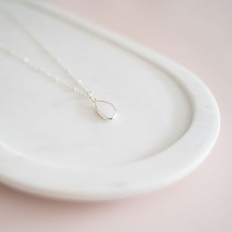SHORT | Silver Chain & Silver Soft Pink Charm Necklace
