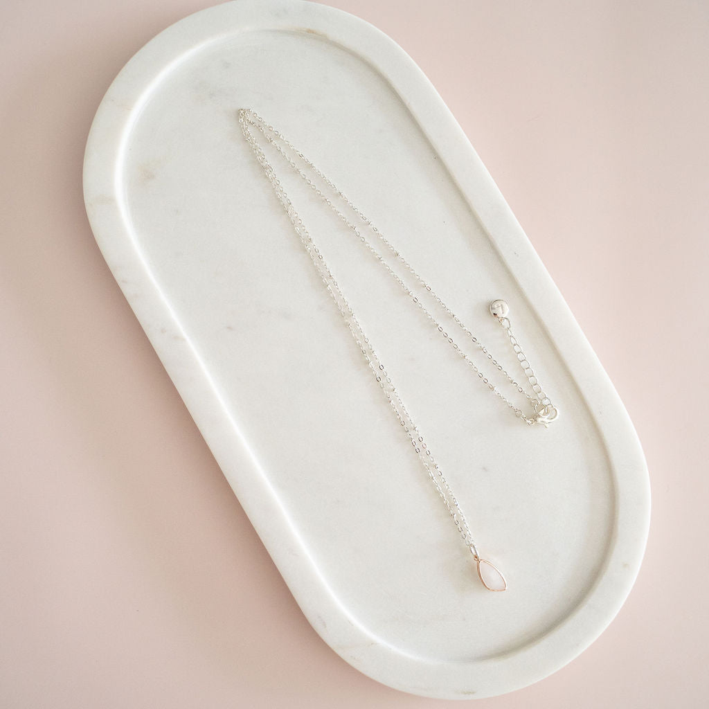 Long Silver & Rose Gold Charm Necklace