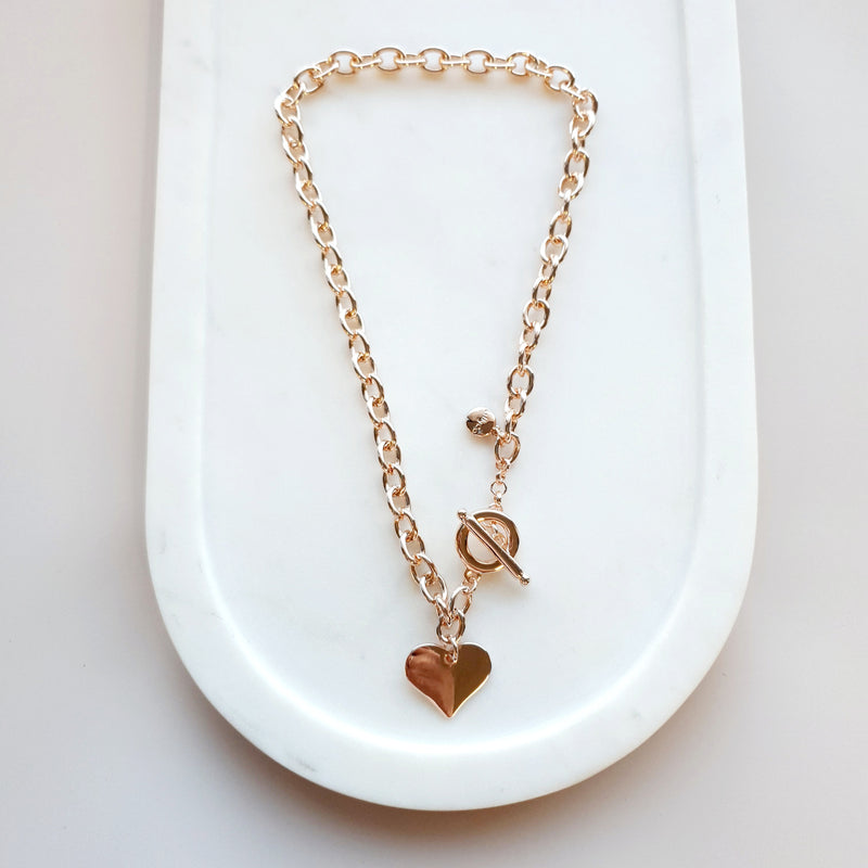 SHORT | Rose Gold Link with T Bar Necklace