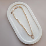 SHORT | NEW | Rose Gold & Pearl Heart on Fresh Water Pearl Necklace