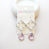 Silver & Pink Pendant Earring