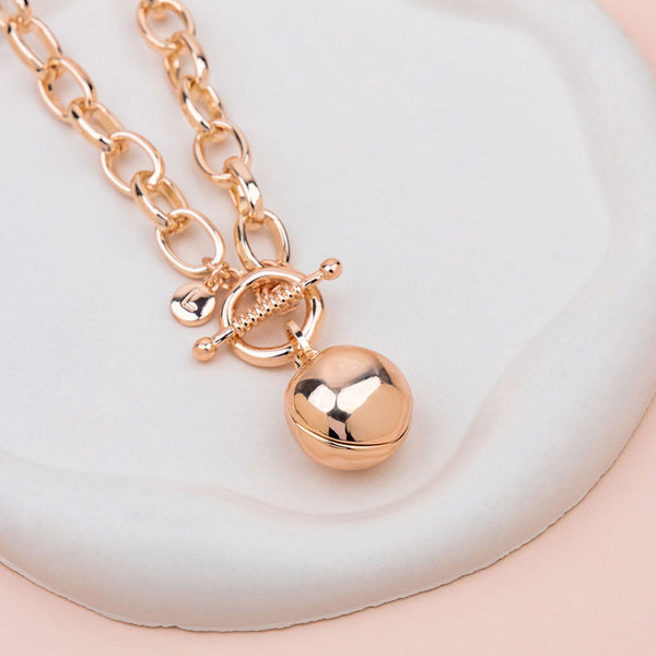 SHORT | Rose Gold Ball with Toggle Necklace