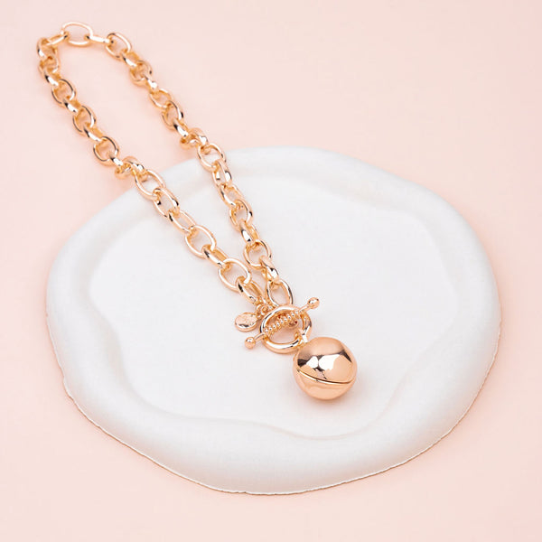SHORT | Rose Gold Ball with Toggle Necklace