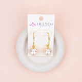 Yellow Gold Reversable Pearl & Metal Earrings