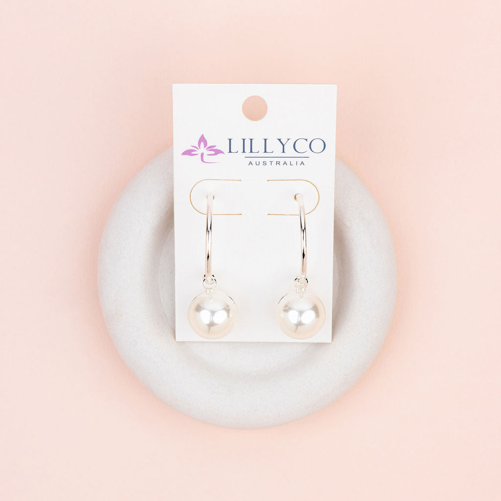 Silver Reversable Pearl & Metal Earrings