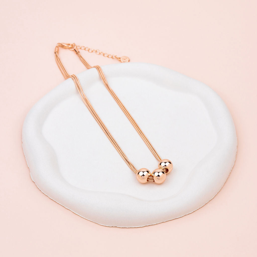 SHORT | Rose Gold 3 Ball Necklace