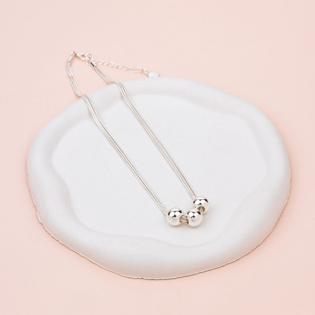 SHORT | Silver 3 Ball Necklace