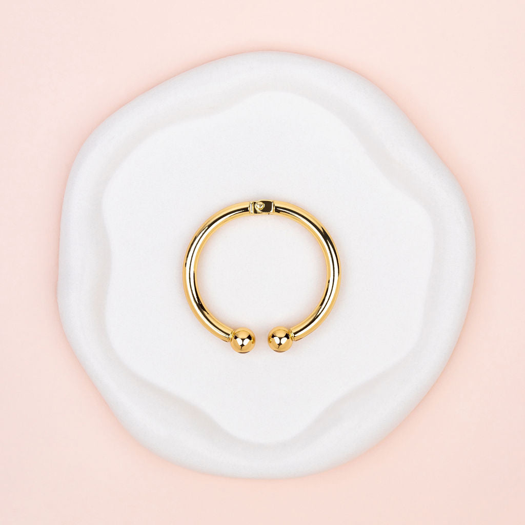 Yellow Gold Plated with Metal Ends Bangle