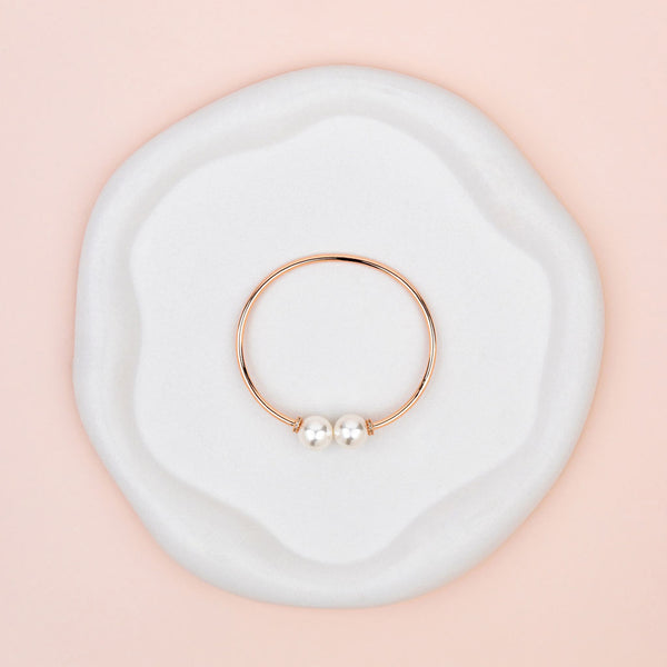 Rose Gold Plated with Pearl Ends Bangle