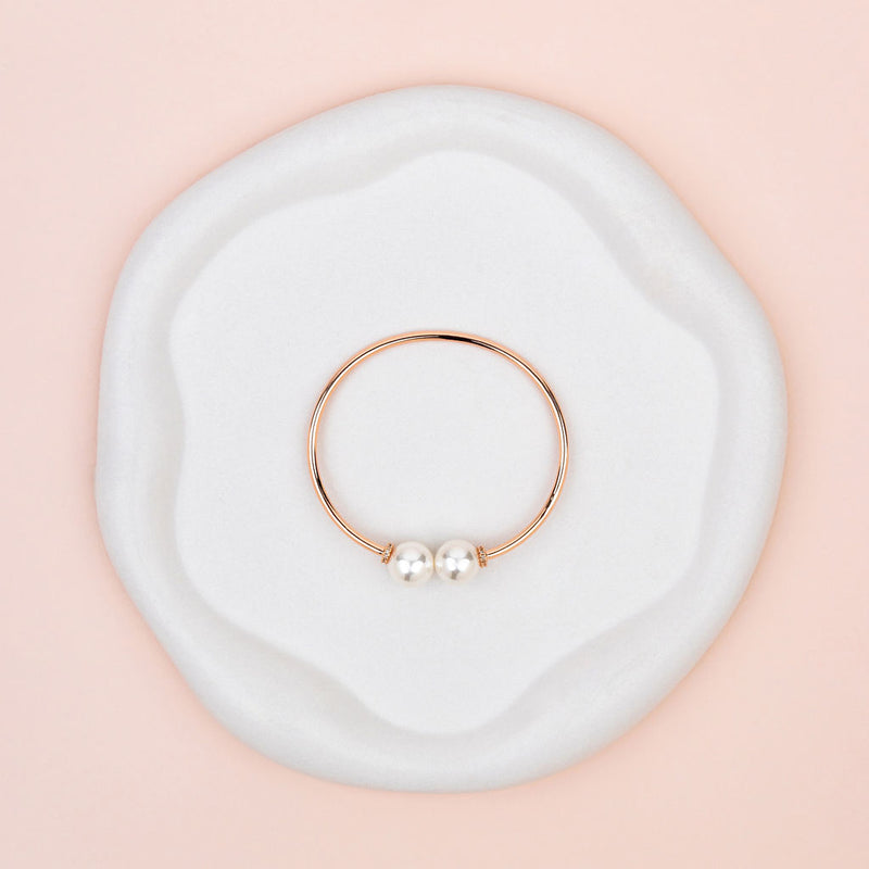 Rose Gold Plated with Pearl Ends Bangle