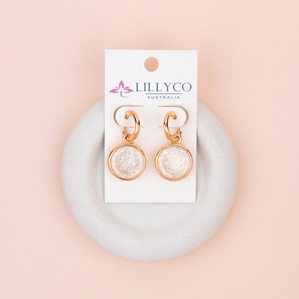 Rose Gold Floating Crystal Disc Earrings