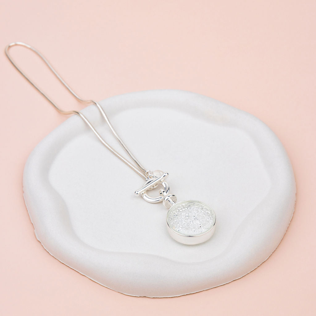 Silver Lots of Crystal Pendant Short Necklace