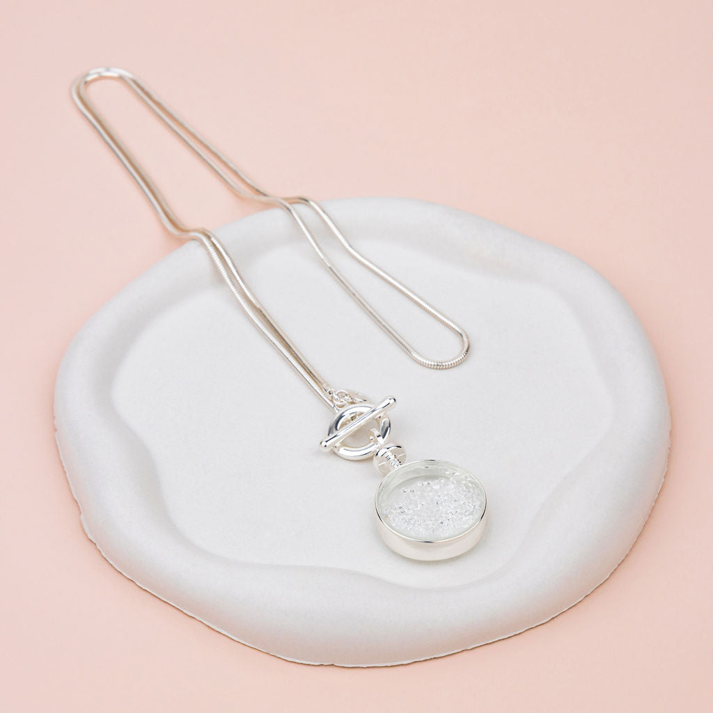 Silver Lots of Crystal Pendant Long Necklace