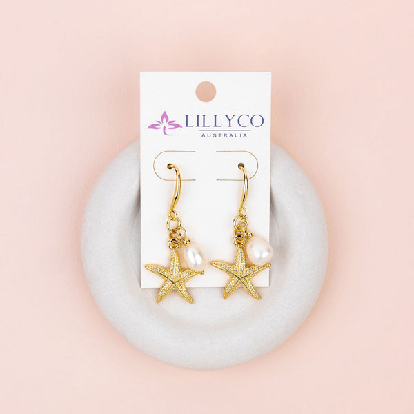 Gold Starfish Charm Earring