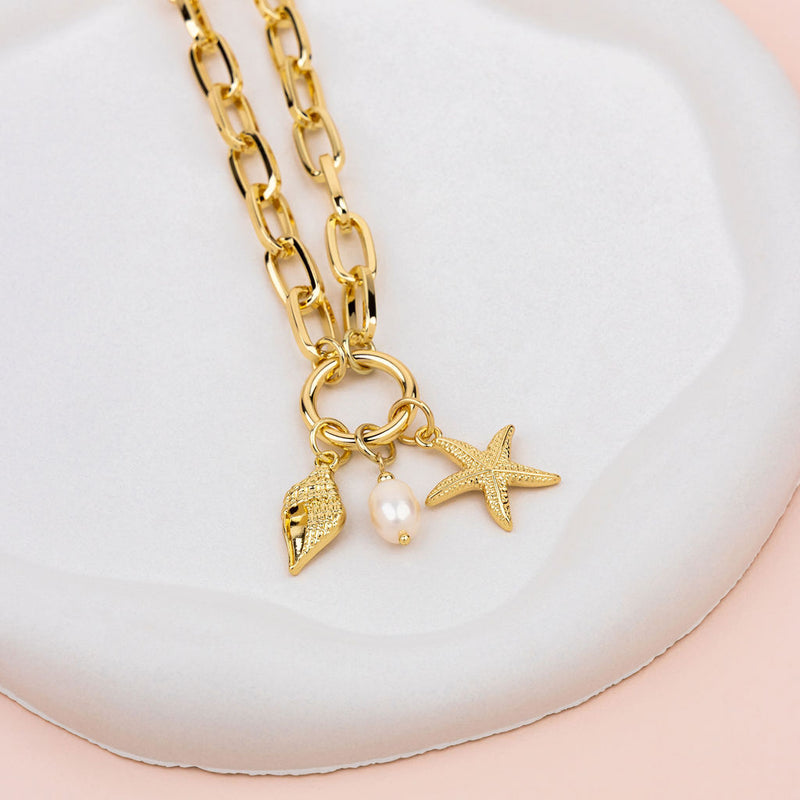 Gold Ocean Charm Necklace