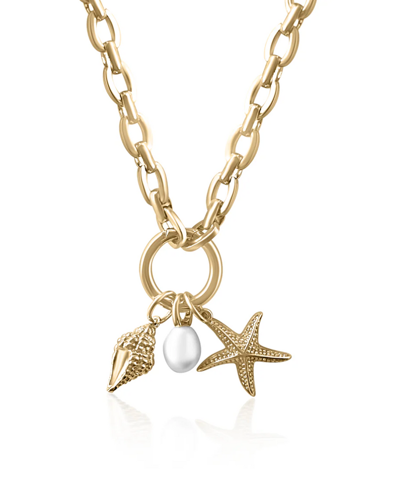 Gold Ocean Charm Necklace