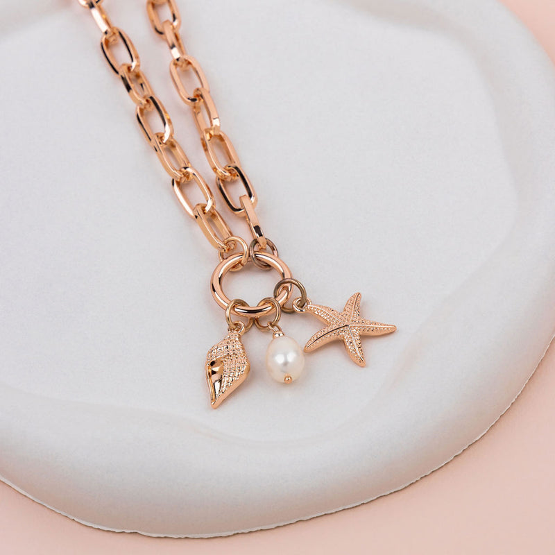 Rose Gold Ocean Charm Necklace