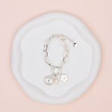 Silver Crystal Eye Charm Bracelet