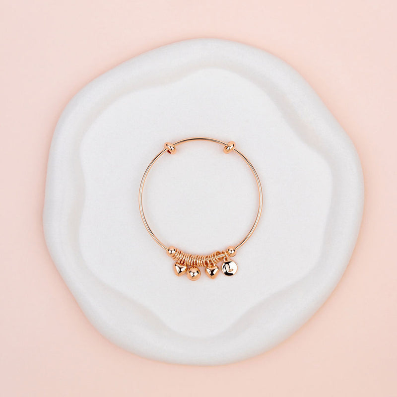 Rose Gold Heart & Disc Charm Bangle