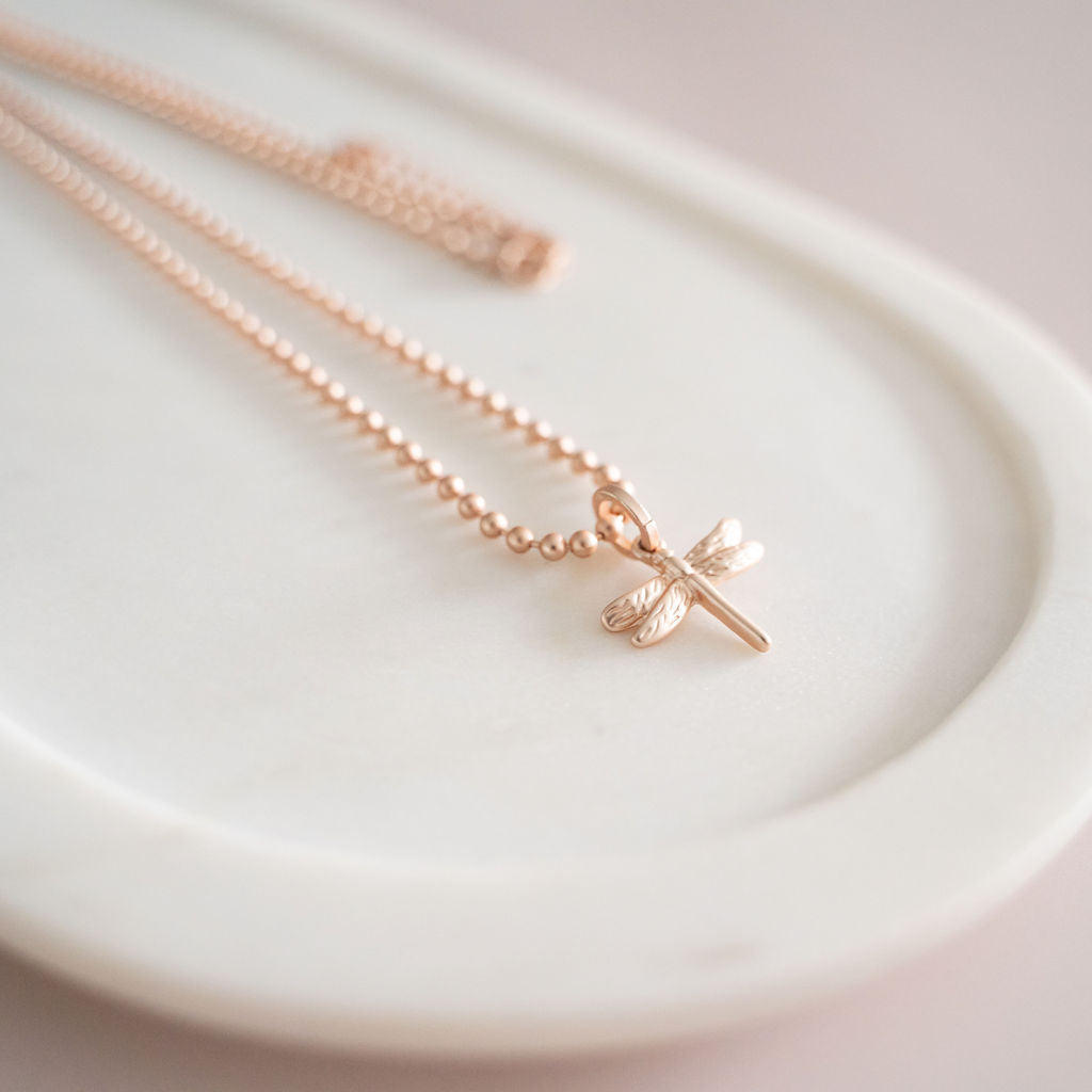 Small Rose Gold Dragonfly Necklace
