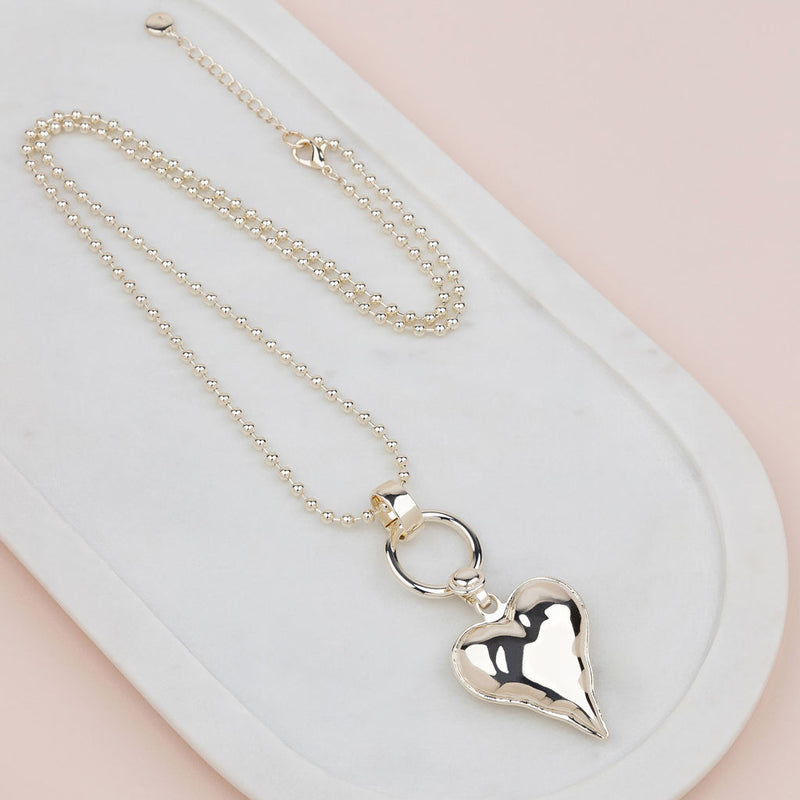 Everyday | Light Gold Ball Chain with Heart Necklace
