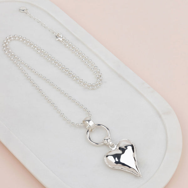 Silver Ball Chain with Heart Necklace | ON ORDER