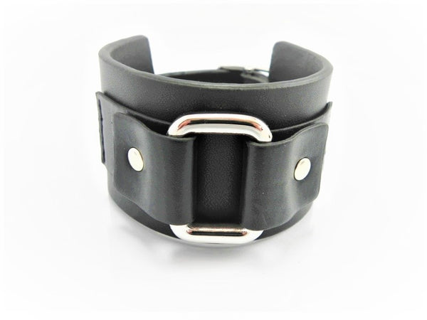 ManCo | Stainless Steel & Black Leather Buckle Bracelet